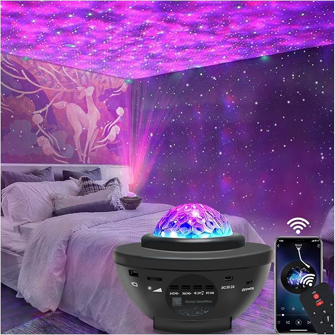 Star Projector Galaxy Light with Bluetooth Speaker, Multiple Colors Dynamic
