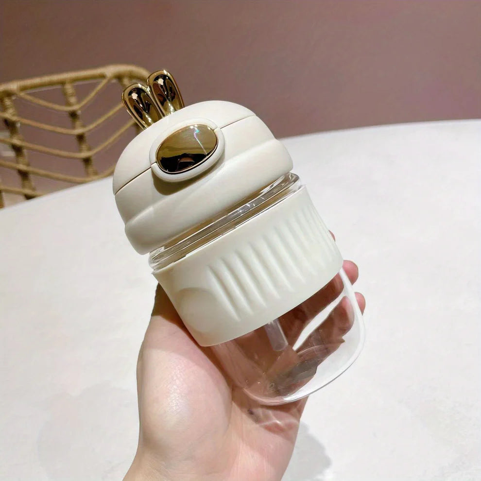 Cute Rabbit Straw Glass Cute Cartoon Girl Portable Cup